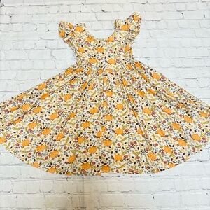 Floral Kids Dress in Orange and White